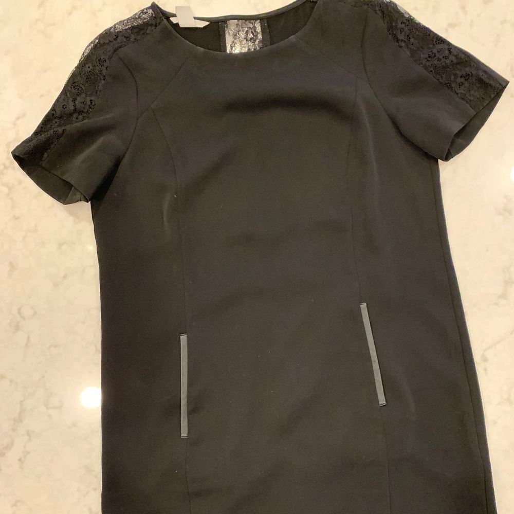 Black Shift dress w lace detail